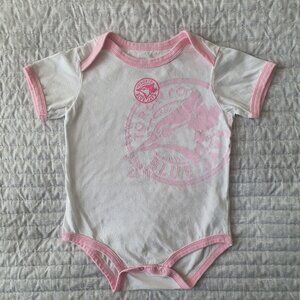 💙5/$20💙 Toronto Blue Jays Bodysuit Size 24 Months White Pink Short Sleeve
